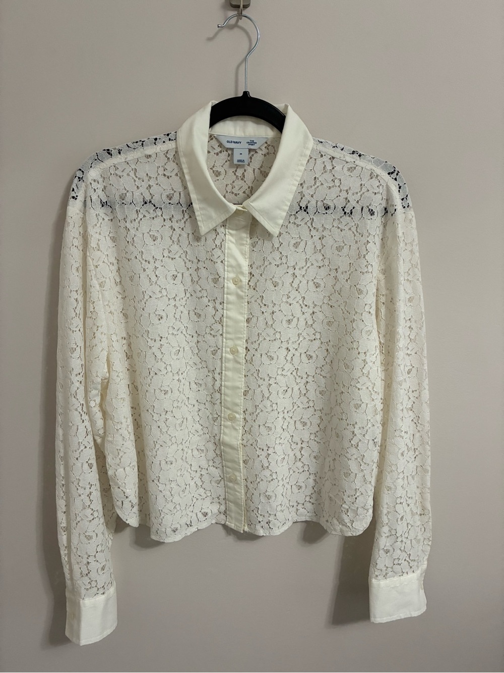 Old Navy Ivory Lace Button-Up Blouse